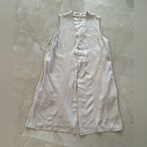 Tommy Bahama Dress Size Large Tan Linen Blend 2 Front Pockets Cotton Lined